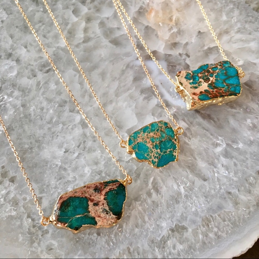 Estrella & Luna Raw Jasper 18K Gold Boho Necklace - Picture 3 of 5
